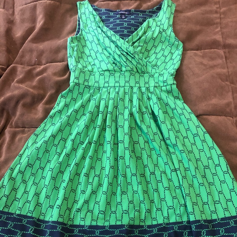 Green and Navy Land’s End Sleeveless Dress